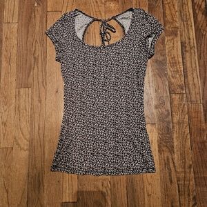 Express Black and White Textured Blouse